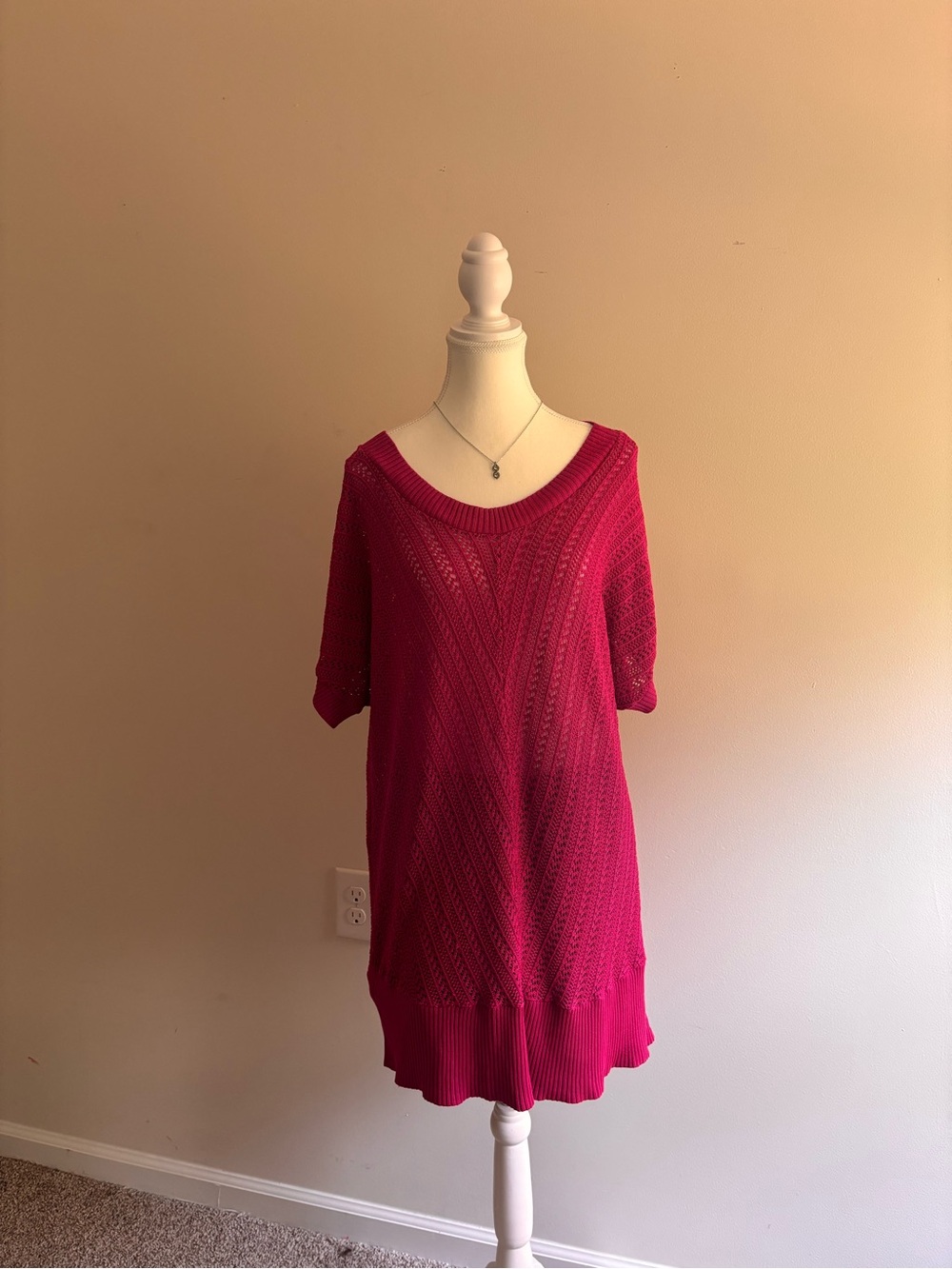 Women's Wet Paint Hot Pink Midi Knit Dress/Cover-up